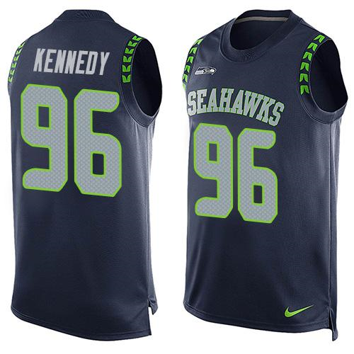 Nike Seattle Seahawks #96 Cortez Kennedy Steel Blue Team Color Men's Stitched NFL Limited Tank Top Jersey