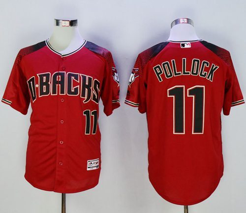 Men Arizona Diamondbacks #11 A. J. Pollock Red Brick New Cool Base Stitched Baseball Jersey