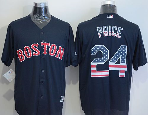 Men Boston Red Sox #24 David Price Navy Blue USA Flag Fashion Stitched Baseball Jersey