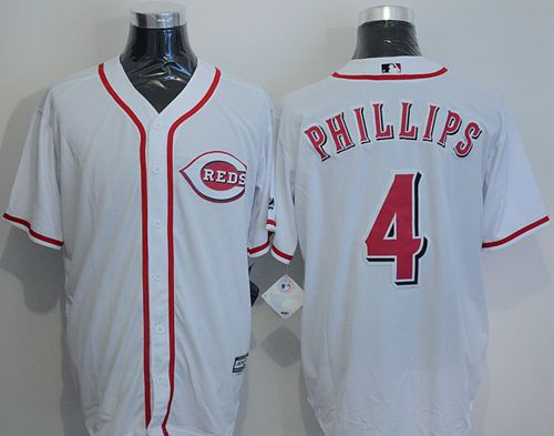 Men Cincinnati Reds #4 Brandon Phillips White New Cool Base Stitched Baseball Jersey