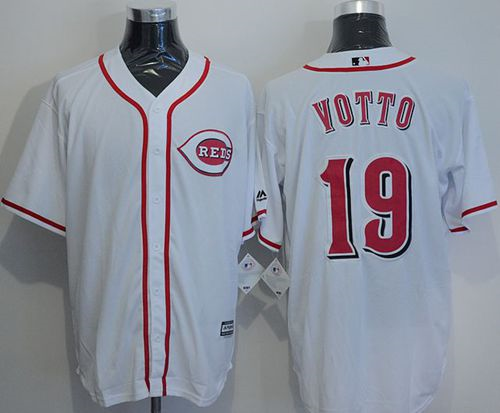 Men Cincinnati Reds #19 Joey Votto White New Cool Base Stitched Baseball Jersey
