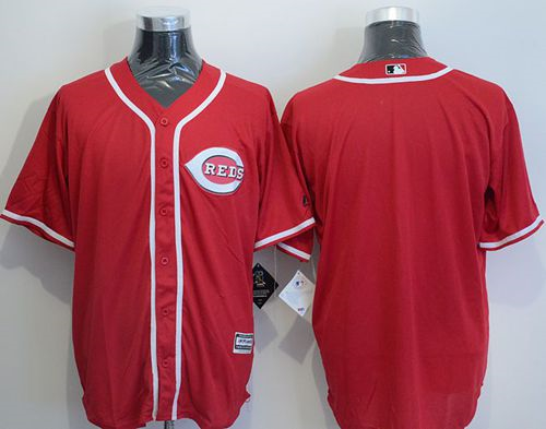 Men Cincinnati Reds Blank Red New Cool Base Stitched Baseball Jersey