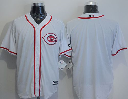 Men Cincinnati Reds Blank White New Cool Base Stitched Baseball Jersey