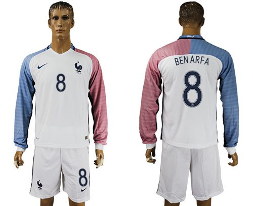 France #8 Benarfa Away Long Sleeves Soccer Country Jersey