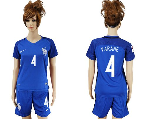 Women's France #4 Varane Home Soccer Country Jersey