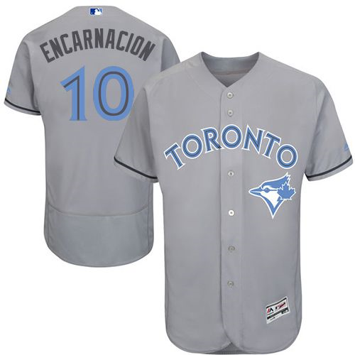 Toronto Blue Jays #10 Edwin Encarnacion Grey Flexbase Authentic Collection 2016 Father's Day Stitched Baseball Jersey