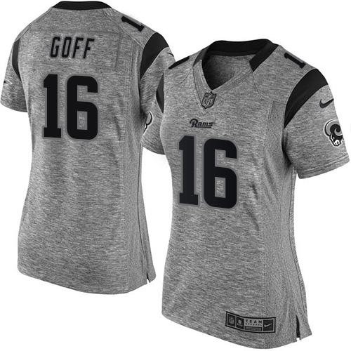 Women Nike St. Louis Rams #16 Jared Goff Gray Stitched NFL Limited Gridiron Gray Jersey