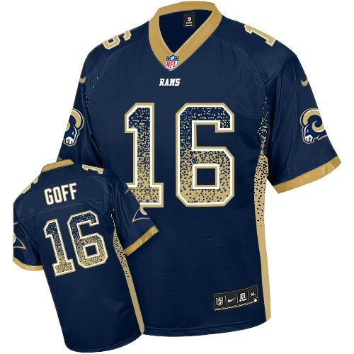 Nike Los Angeles Rams #16 Jared Goff Navy Blue Team Color Men's Stitched NFL Elite Drift Fashion Jersey