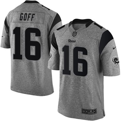 Nike St. Louis Rams #16 Jared Goff Gray Men''s Stitched NFL Limited Gridiron Gray Jersey