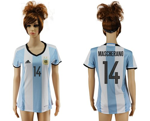 Womens Argentina #14 Mascherano Home Soccer Country Jersey