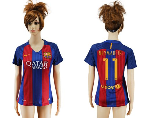 Womens Barcelona #11 Neymar Jr Home Soccer Club Jersey