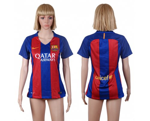 Womens Barcelona Blank Home Soccer Club Jersey