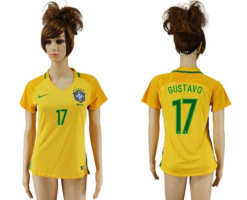 Womens Brazil #17 Gustavo Home Soccer Country Jersey