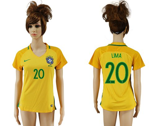 Womens Brazil #20 Lima Home Soccer Country Jersey