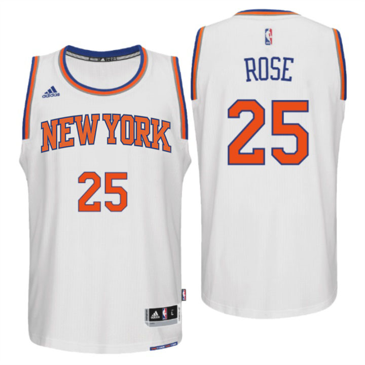 Men New York Knicks #25 Derrick Rose New Swingman Home White Jersey