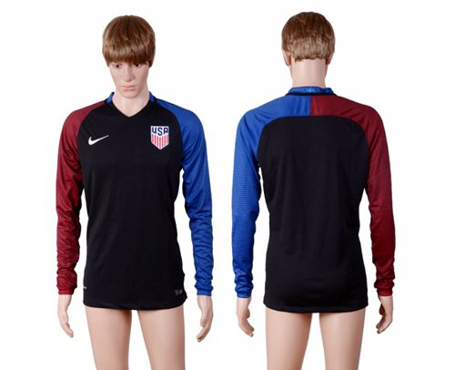 USA Blank Away Long Sleeves Soccer Country Jersey