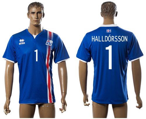 Iceland #1 Halldorsson Home Soccer Country Jersey