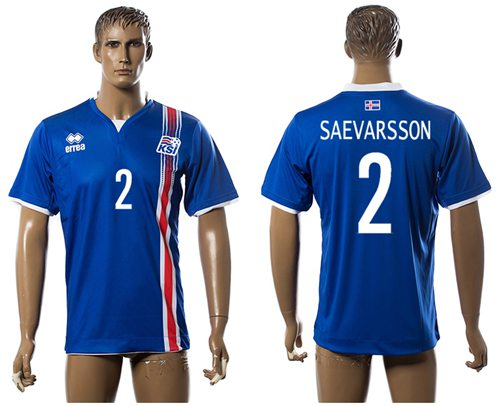 Iceland #2 Saevarsson Home Soccer Country Jersey