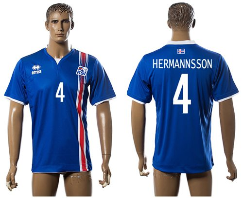 Iceland #4 Hermannsson Home Soccer Country Jersey