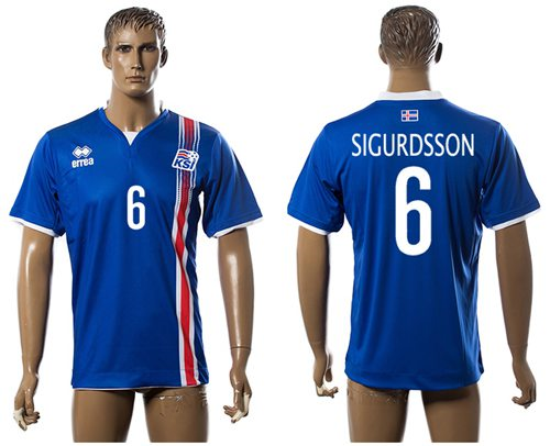 Iceland #6 Sigurdsson Home Soccer Country Jersey