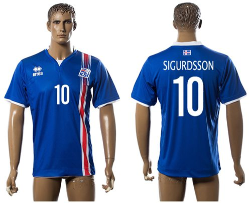 Iceland #10 Sigurdsson Home Soccer Country Jersey