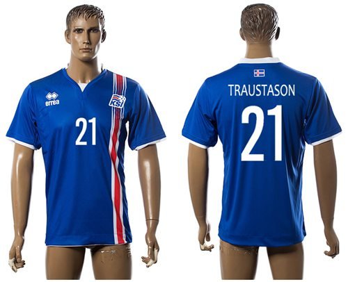 Iceland #21 Traustason Home Soccer Country Jersey