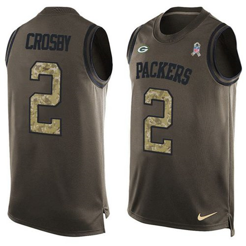 Nike Green Bay Packers #2 Mason Crosby Green Men's Stitched NFL Limited Salute To Service Tank Top Jersey