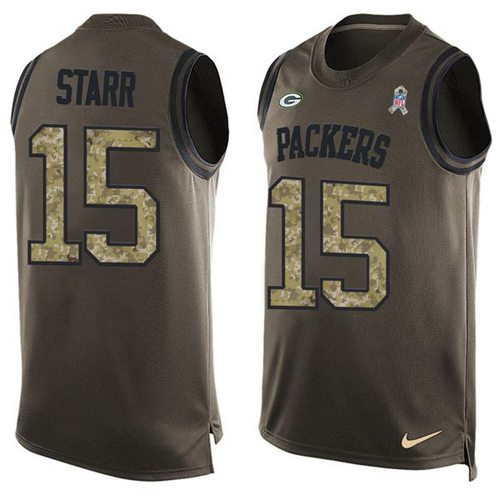 Nike Green Bay Packers #15 Bart Starr Green Men's Stitched NFL Limited Salute To Service Tank Top Jersey