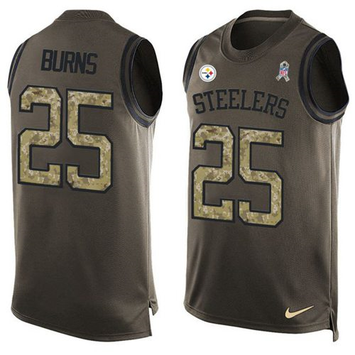 Nike Pittsburgh Steelers #25 Artie Burns Green Men's Stitched NFL Limited Salute To Service Tank Top Jersey