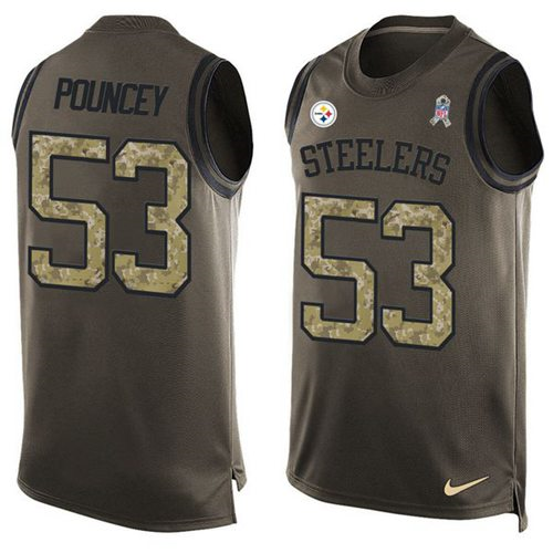 Nike Pittsburgh Steelers #53 Maurkice Pouncey Green Men's Stitched NFL Limited Salute To Service Tank Top Jersey