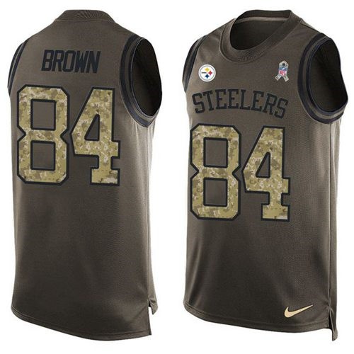 Nike Pittsburgh Steelers #84 Antonio Brown Green Men's Stitched NFL Limited Salute To Service Tank Top Jersey