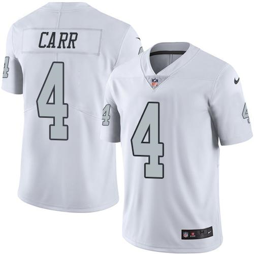 Nike Oakland Raiders #4 Derek Carr White Mens Stitched NFL Limited Rush Jersey