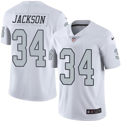 Nike Oakland Raiders #34 Bo Jackson White Mens Stitched NFL Limited Rush Jersey