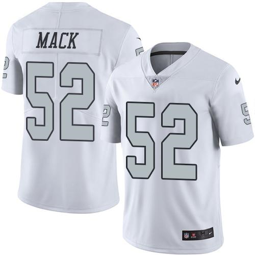 Nike Oakland Raiders #52 Khalil Mack White Mens Stitched NFL Limited Rush Jersey