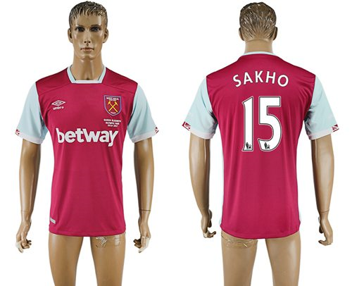 West Ham United #15 Sakho Home Soccer Club Jersey
