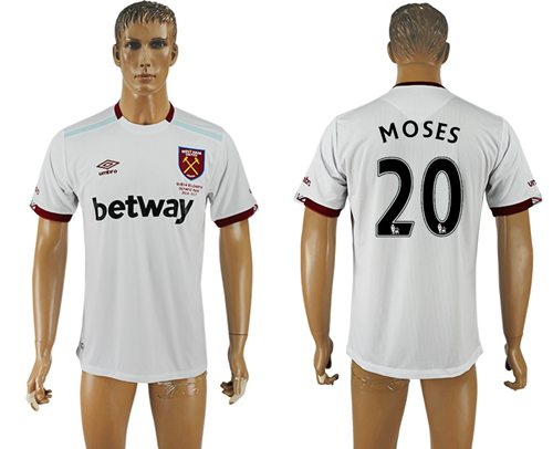 West Ham United #20 Moses Away Soccer Club Jersey