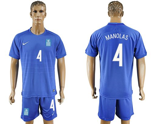 Greece #4 Manolas Away Soccer Country Jersey