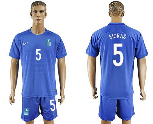 Greece #5 Moras Away Soccer Country Jersey