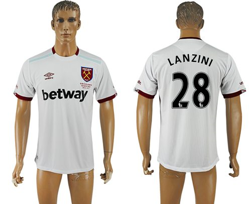 West Ham United #28 Lanzini Away Soccer Club Jersey