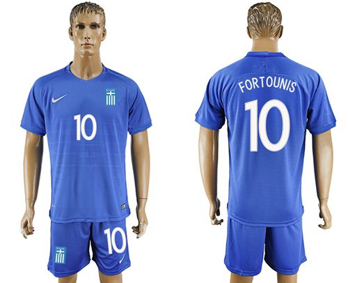 Greece #10 Fortounis Away Soccer Country Jersey