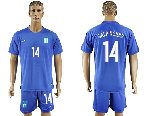 Greece #14 Salpingidis Away Soccer Country Jersey